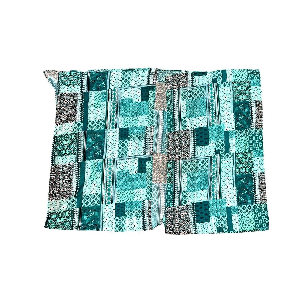 CCC Bohemian Style Patchwork Cape Lightweight Sheer Fabric Elegant Turquoise Whi - Picture 7 of 10